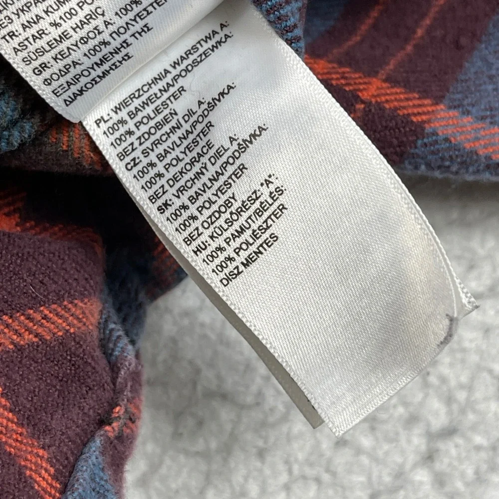 The North Face Flannel Shirt Mens Large Burgundy Blue‎ Orange Plaid Button Down